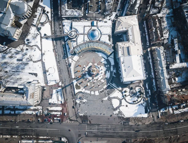 Kiev Oekraïne Maart 2018 Maidan Nezalezhnosti Plein Kiev Overhead Drone — Stockfoto