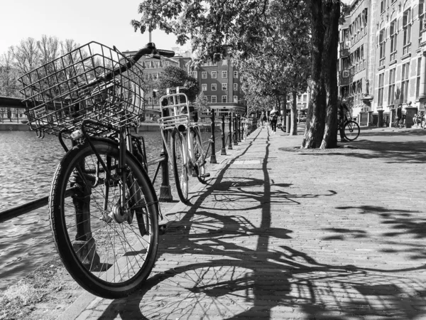 Χάγη Ολλανδία Απριλίου 2018 Ρετρό Ποδήλατο Αλυσοδεμένος Κοντά Στο Νερό — Φωτογραφία Αρχείου