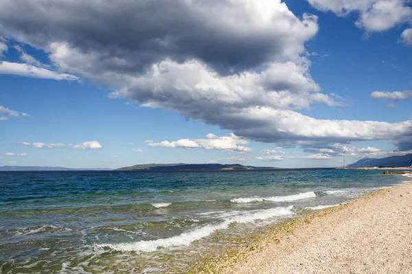 Tujuan Perjalanan Yang Indah Pantai Laut Adriatik Croatia Cloudy Biru — Stok Foto