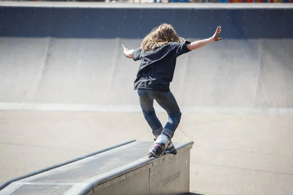 Kiev Abril 2018 Concurso Skate Linha Agressivo Parque Skate Livre — Fotografia de Stock