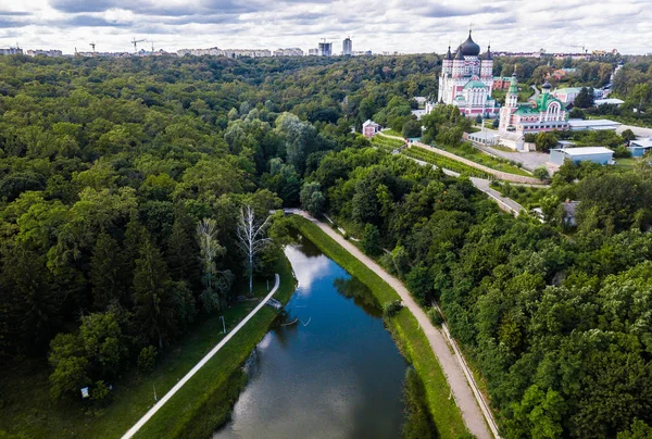 Киев Июль 2018 Фото Красивого Зеленого Парка Феофания Беспилотника — стоковое фото
