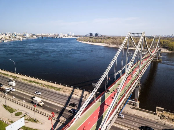 Quiiv Ucrânia Abril 2018 Fotografia Aérea Drone Ponte Truhanov Podil — Fotografia de Stock