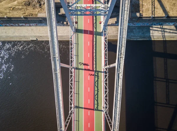 乌克兰基辅 2018年4月21日 基辅市中心的特鲁哈诺夫大桥的无人机照片 — 图库照片