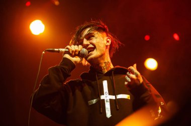 MOSCOW - 30 MARCH, 2017: Rapper Lil Peep concert in night club. clipart