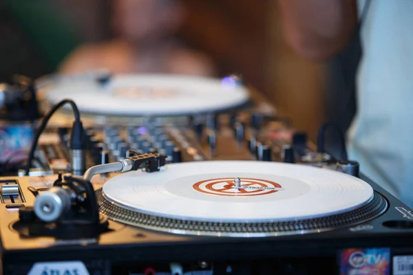 Kiev July 2018 Professional Turntables Technics 1210 Pioneer Sound Mixer — Fotografia de Stock