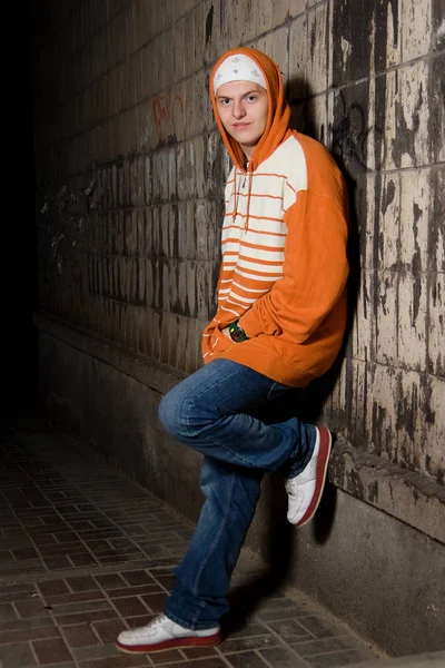 Fashionable Young Guy Posing Outdoors City — Stock Photo, Image