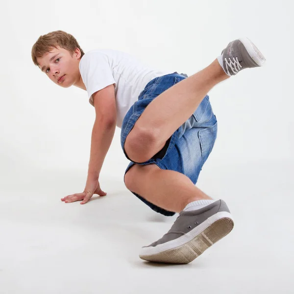 Teenager Bboy Training White Background — Stock Photo, Image