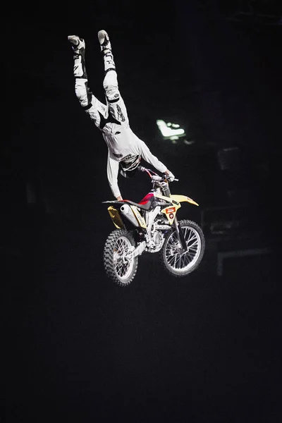 Moscú Marzo 2015 Exposición Competición Deportes Extremos Proryv Atleta Motocross — Foto de Stock