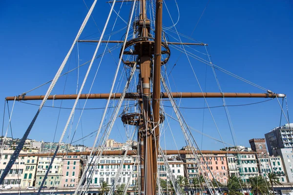 Genua Włochy Października 2018 Duży Drewniany Statek Piracki Neptun Harbor — Zdjęcie stockowe