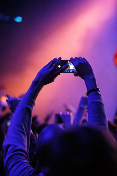 Moscow February 2017 Crowded Dancefloor Nightclub Big Live Music Show — Stock Photo, Image