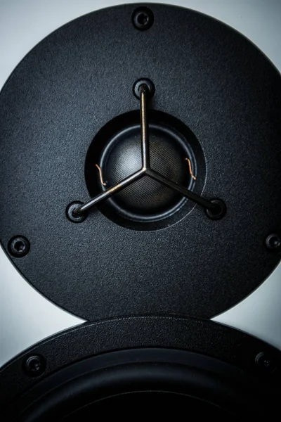 Detailní Záběr Výškový Difuzor Reproduktor Postavený Vysoké Kvalitě Zvuku Reproduktoru — Stock fotografie