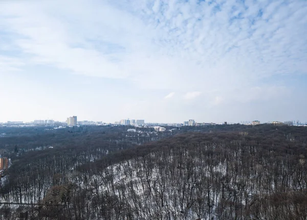 Kiev Ukraina Mars 2018 Antenn Drönare Foto Goloseevski Park Skog — Stockfoto