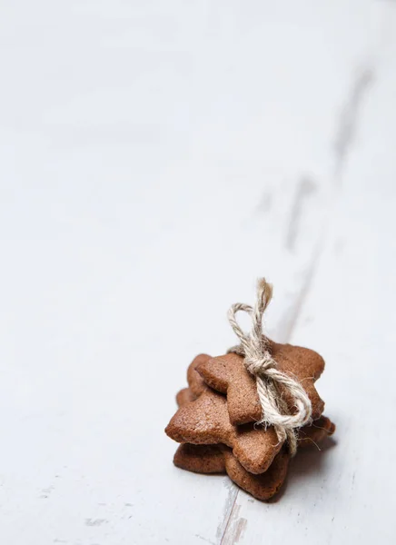 Belos Produtos Comida Decorativa Natal Ano Novo Mesa Madeira Branca — Fotografia de Stock