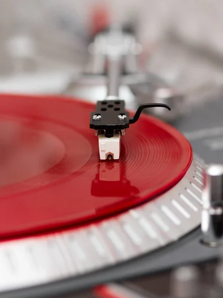 Professional Vinyl Record Player Playing Music Loud — Stock Photo, Image