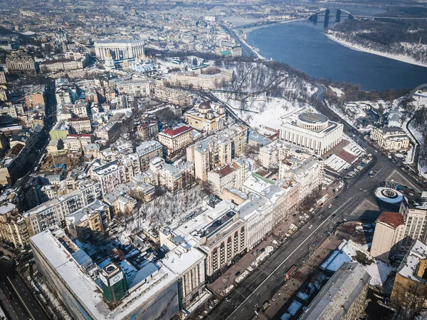 Kiev Oekraïne Maart 2018 Maidan Nezalezhnosti Plein Kiev Luchtfoto Drone — Stockfoto