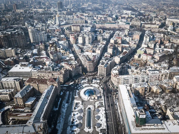 Kiev Oekraïne Maart 2018 Maidan Nezalezhnosti Plein Kiev Luchtfoto Drone — Stockfoto