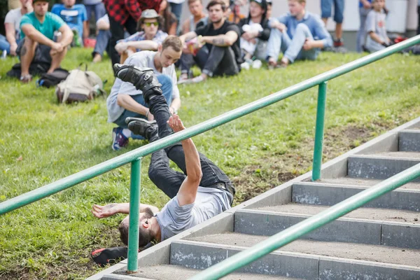 Moscow Agosto 2015 Concurso S3T Acabamento Bladers Rolos Agressivos Livre — Fotografia de Stock