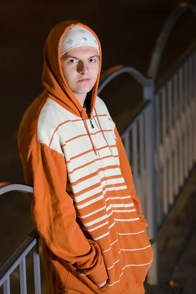 Fashionable Young Guy Posing Outdoors City — Stock Photo, Image