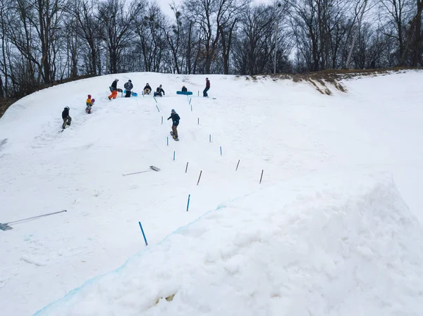 Kiev Oekraïne Februari 2018 Snowboard Park Goloseev Ski Park Openen — Stockfoto