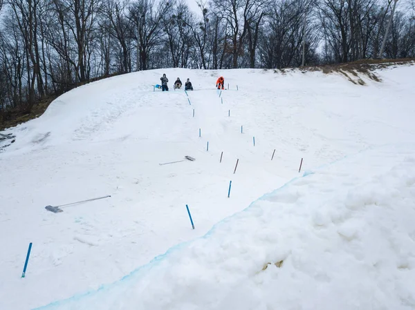 Kiev Oekraïne Februari 2018 Snowboard Park Goloseev Ski Park Openen — Stockfoto