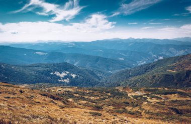 Sonbahar sezonu güzel Karpat Dağları. Europe.Instagram vintage film filtre aktif Turizm için seyahat hedef