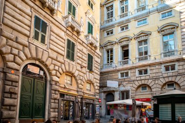 İtalya, Genova - 12 Ekim, 2018: güzel eski şehir Cenova. Popüler turistik alan Liguria.