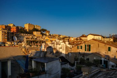 İtalya, Genova - 12 Ekim, 2018: güzel eski şehir Cenova. Popüler turistik alan Liguria.