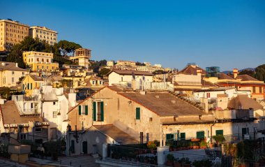 İtalya, Genova - 12 Ekim, 2018: güzel eski şehir Cenova. Popüler turistik alan Liguria.