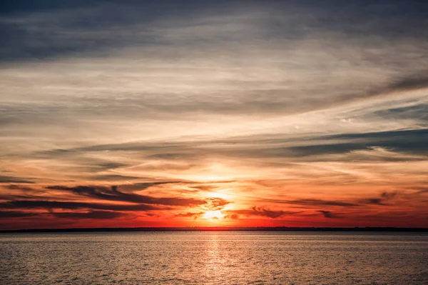 Bellissimo Sfondo Destinazione Viaggio Tramonto Sul Mare Eruope Sun Scende — Foto Stock