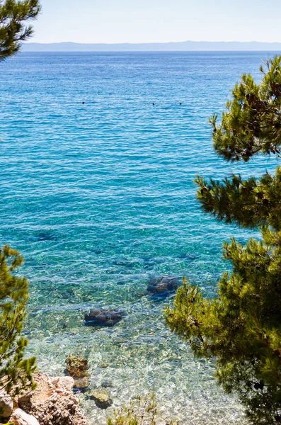 Beautiful Croatian Resort Exotic Island Situated Adriatic Sea Vibrant Blue — Stock Photo, Image