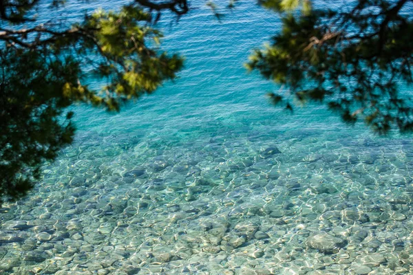 Beautiful transparent Adriatic Sea shines under the tropical sun in Croatia.Travel destination for summer vacation tour.Dive in crystal clear water.Good place for diving and snorkeling
