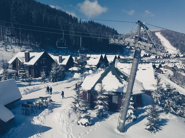 Boekovel Oekraïne Maart 2018 Mooie Natuur Koude Winterdag Boekovel Ski — Stockfoto