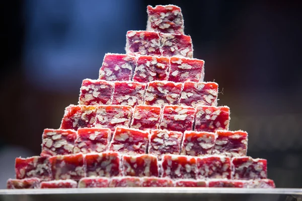 Leckere Süße Lokum Gericht Lebensmittelgeschäft Istanbul Turkish Freude Dessert Zum — Stockfoto