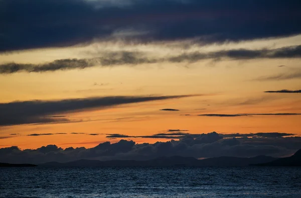 Indah Matahari Terbenam Emas Pantai Laut Adriatik Croatia Dramatic Senja — Stok Foto