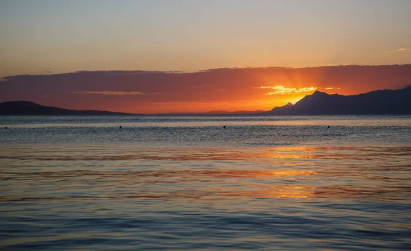 Matahari Terbenam Yang Indah Pantai Kroasia Eropa Matahari Terbenam Atas — Stok Foto