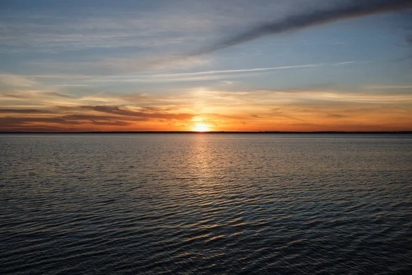 Bellissimo Sfondo Destinazione Viaggio Tramonto Sul Mare Eruope Sun Scende — Foto Stock