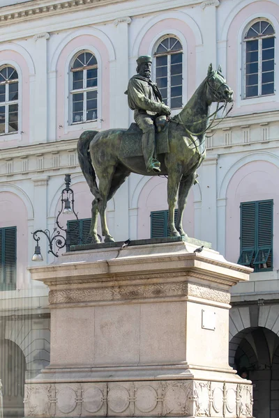 Estatua Del Hombre Caballo Génova Italia —  Fotos de Stock