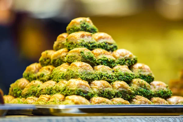 Comida Doce Sobremesa Baklava Turquia Delícia Turca Tradicional Venda Loja — Fotografia de Stock