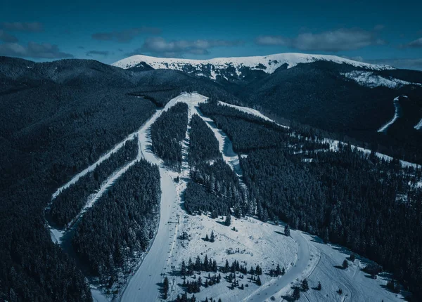 Drone Антена Краєвид Фото Карпатських Гір Холодний Зимовий День Туристичний — стокове фото