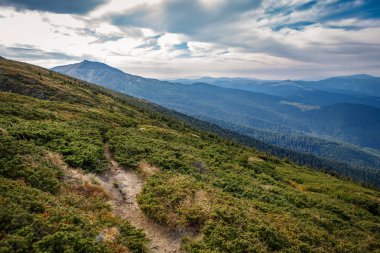 Sonbaharın güzel dağ manzarası. Instagram vintage film filtresi