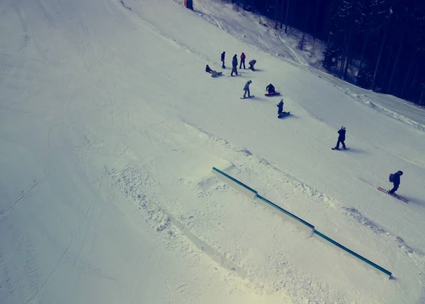 Bukovel Ucrânia Março 2018 Bela Natureza Dia Frio Inverno Parque — Fotografia de Stock