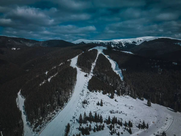 Belle Photo Aérienne Paysages Drones Montagnes Par Temps Froid Neigeux — Photo