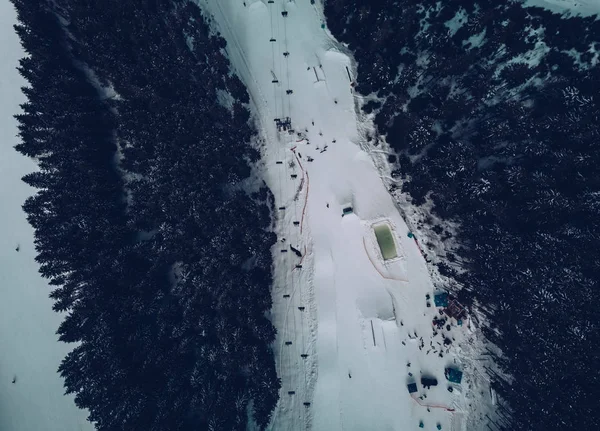 Hermosa Foto Aérea Del Dron Parque Invierno Estación Fría Paisaje — Foto de Stock