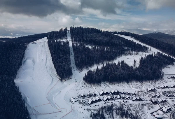 Hermosa Foto Aérea Del Dron Parque Invierno Estación Fría Paisaje — Foto de Stock