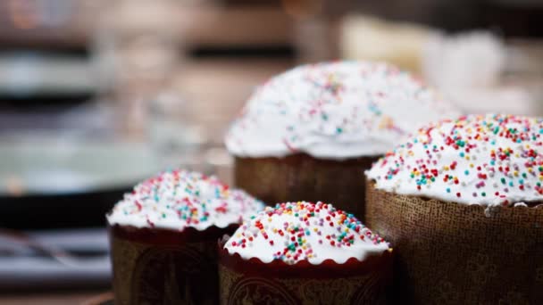 Hermosos Pasteles Pascua Para Celebración Vacaciones Crhistianas Ortodoxas — Vídeo de stock