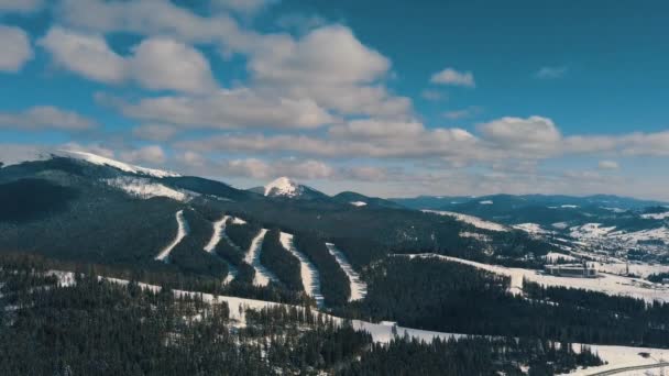 Bukovel Drone Videosu Karpat Dağları — Stok video