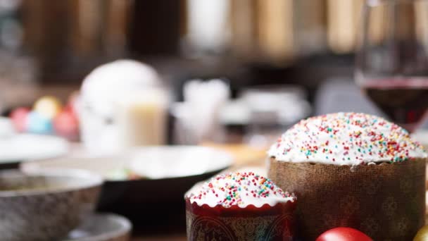 Beaux Gâteaux Pâques Des Œufs Pour Célébration Vacances Orthodoxes Crhistian — Video