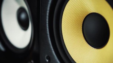 Dj dükkanında yüksek kaliteli hoparlörler Görüntüleri. Ses kayıt stüdyosu için hifi ses sistemi satın alın. Profesyonel hi-fi dolap hoparlör kutusu satışa. Ses kayıt stüdyoları için ses ekipmanları.