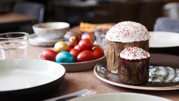 Beaux Gâteaux Pâques Des Œufs Pour Célébration Vacances Orthodoxes Crhistian — Video