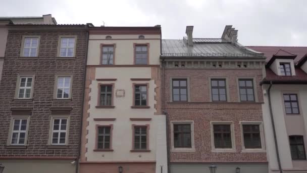 Krakau Polen April 2019 Oude Europese Huizen Krakau City Prachtige — Stockvideo